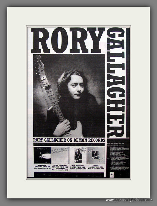 Rory Gallagher. UK Tour '88. Vintage Advert 1988 (ref AD13897)