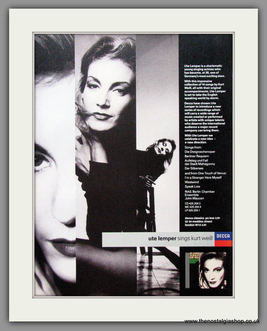 Ute Lemper sings Kurt Weill. 1989 Original Advert (ref AD52691)