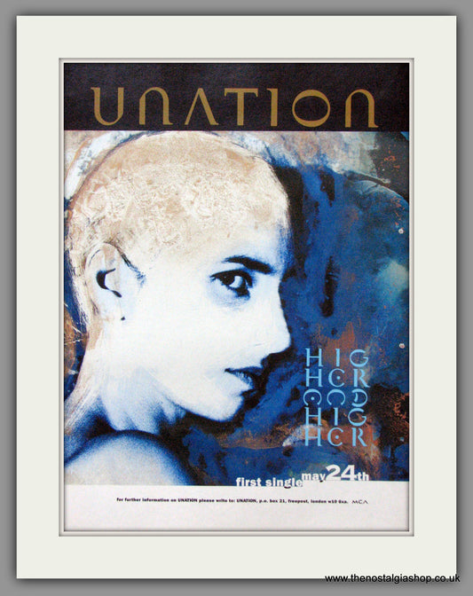 Unation. Debut Single Higher and Higher. 1993 Original Advert (ref AD52692)