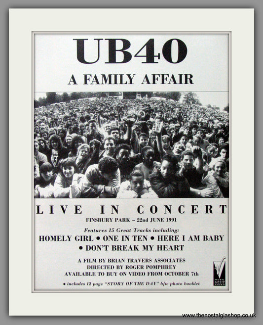 UB40 Live at Finsbury Park. 1991  Original Advert (ref AD53261)