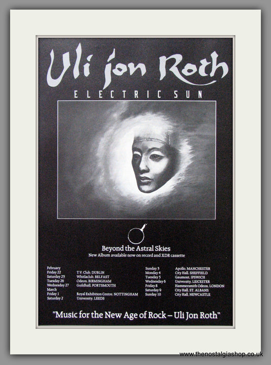 Uli Jon Roth. Beyond The Astral Skies. 1985 Large Original Advert (ref AD15293)