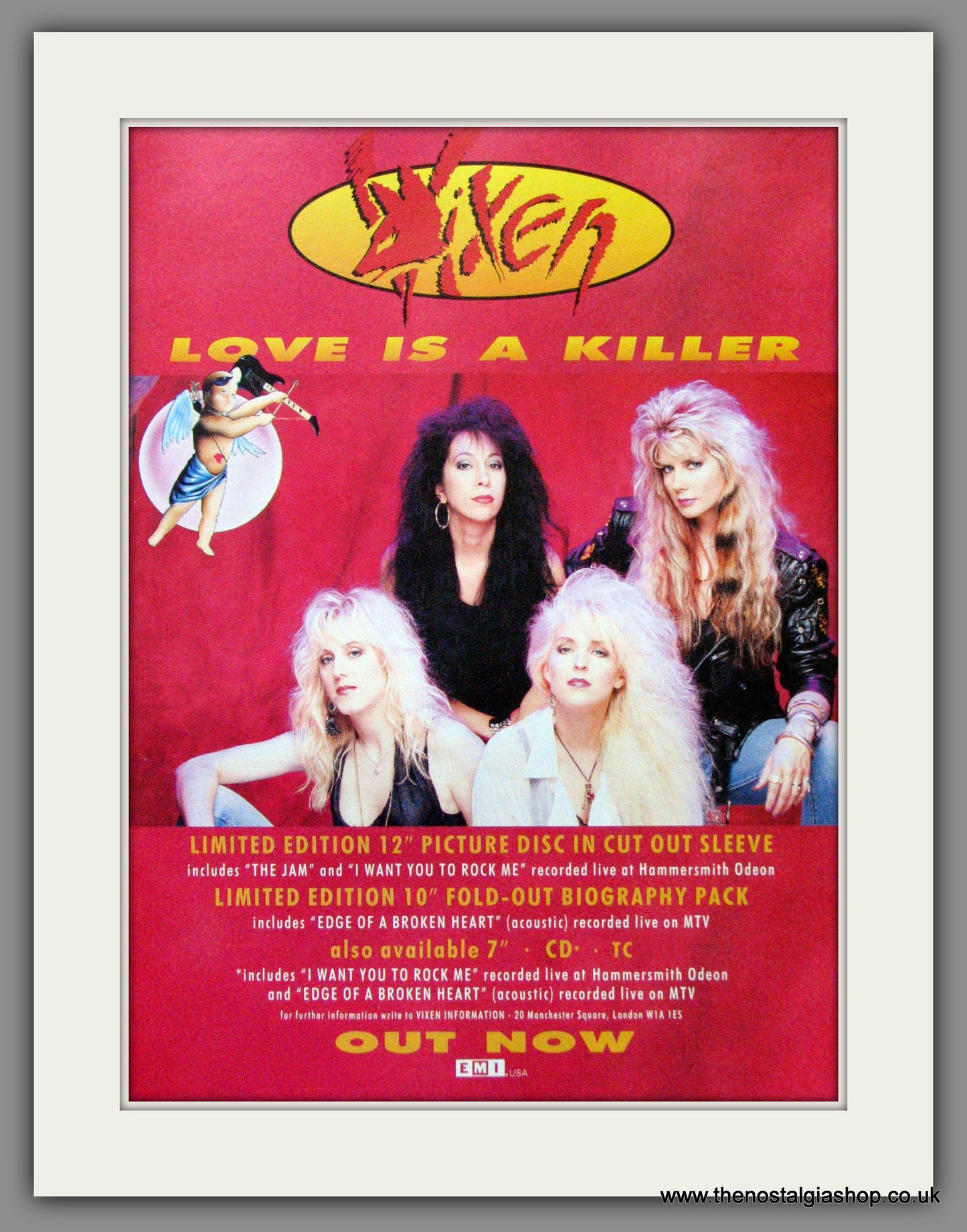 Vixen. Love Is A Killer. 1990  Original Advert (ref AD53275)