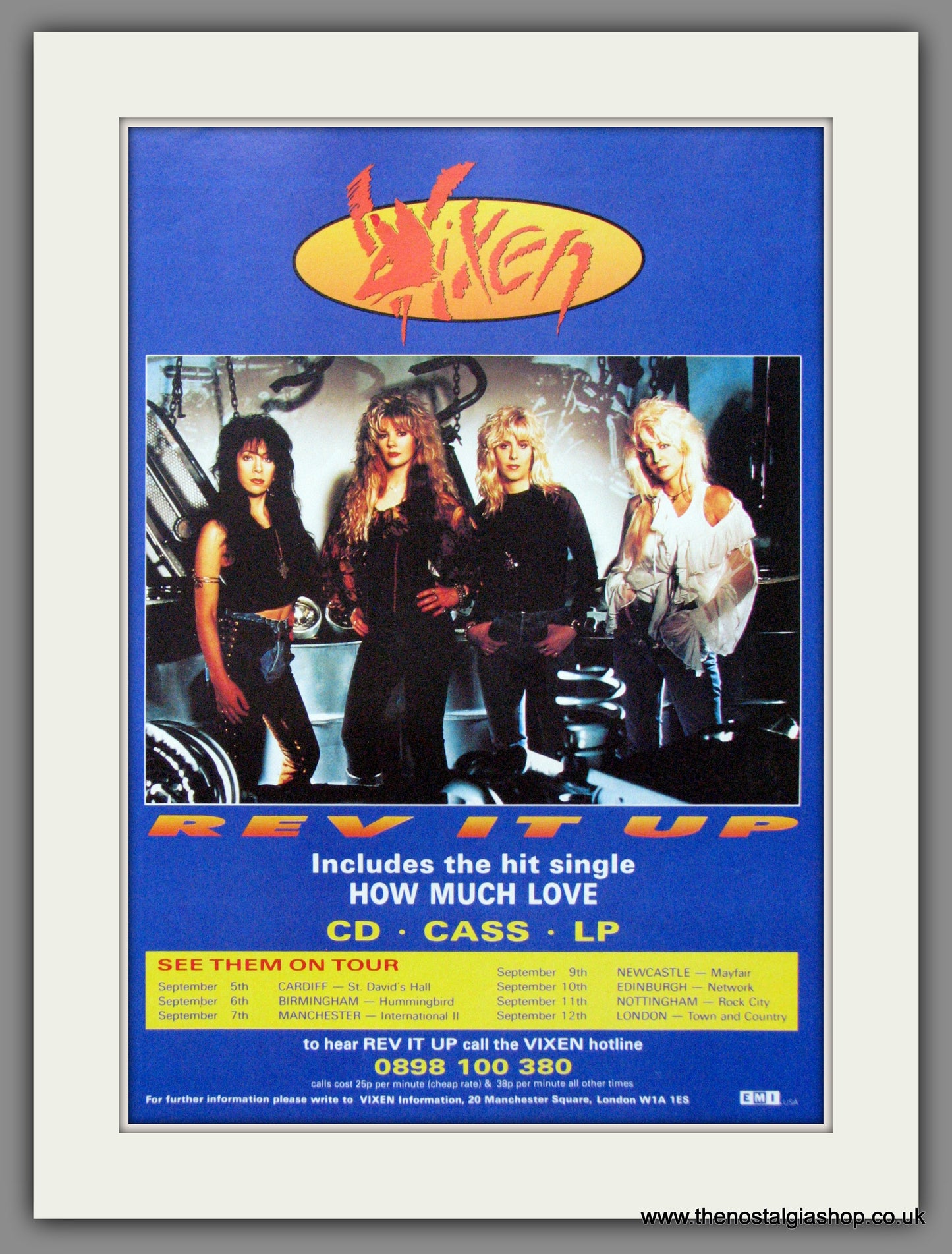 Vixen. Rev It Up, Plus UK Tour Dates. 1990  Original Advert (ref AD53280)