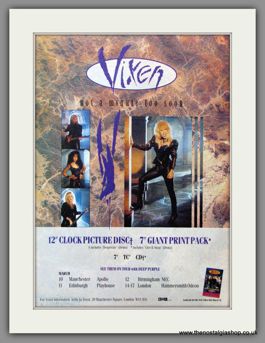 Vixen. Not A Minute Too Soon. 1990  Original Advert (ref AD53283)