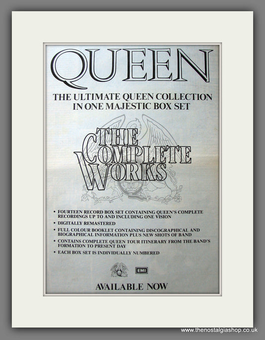 Queen. The Complete Works. Vintage Advert 1985 (ref AD13963)