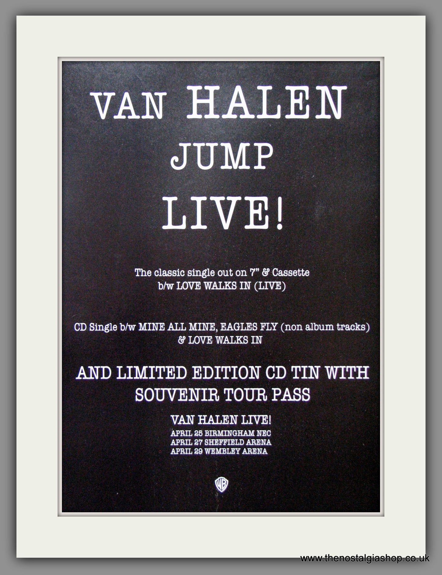 Van Halen. Jump Live. 1993 Original Advert (ref AD53292)