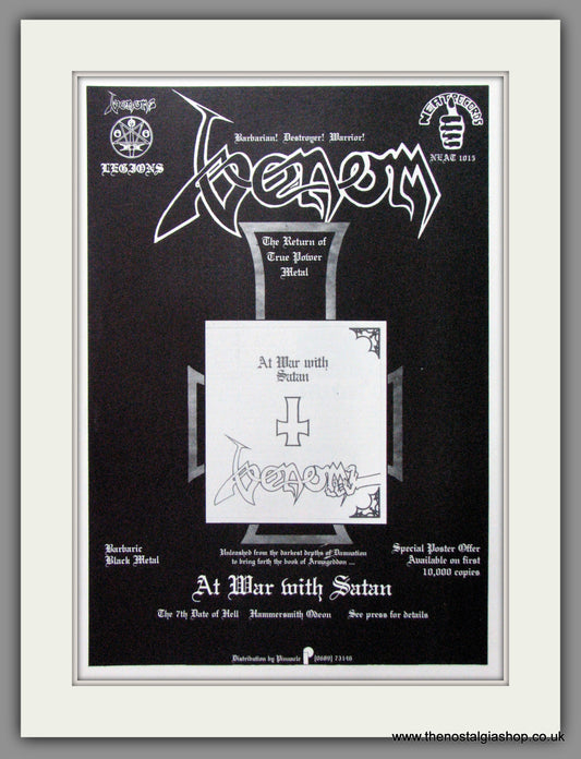 Venom. At War With Satan. 1984 Original Advert (ref AD53329)