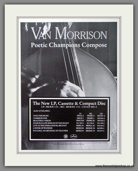 Van Morrison. Poetic Champions Compose. Original Advert 1987 (ref AD53334)