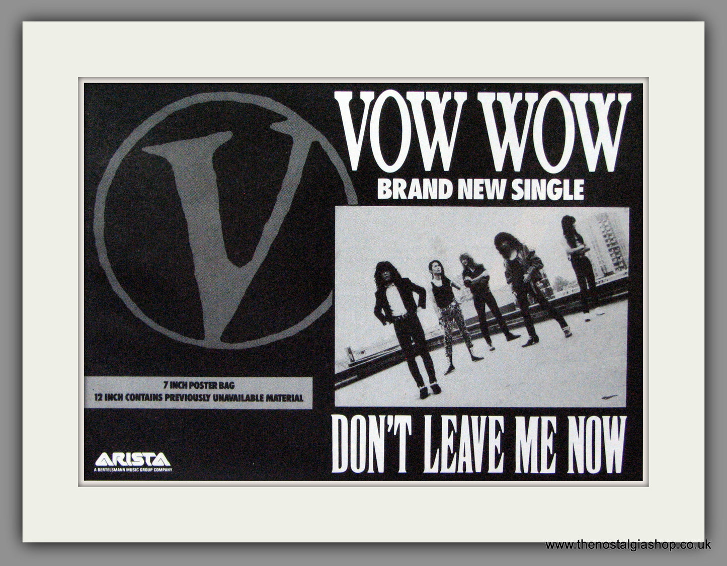 Vow Wow. Don't Leave Me Know. Original Advert 1987 (ref AD53343)