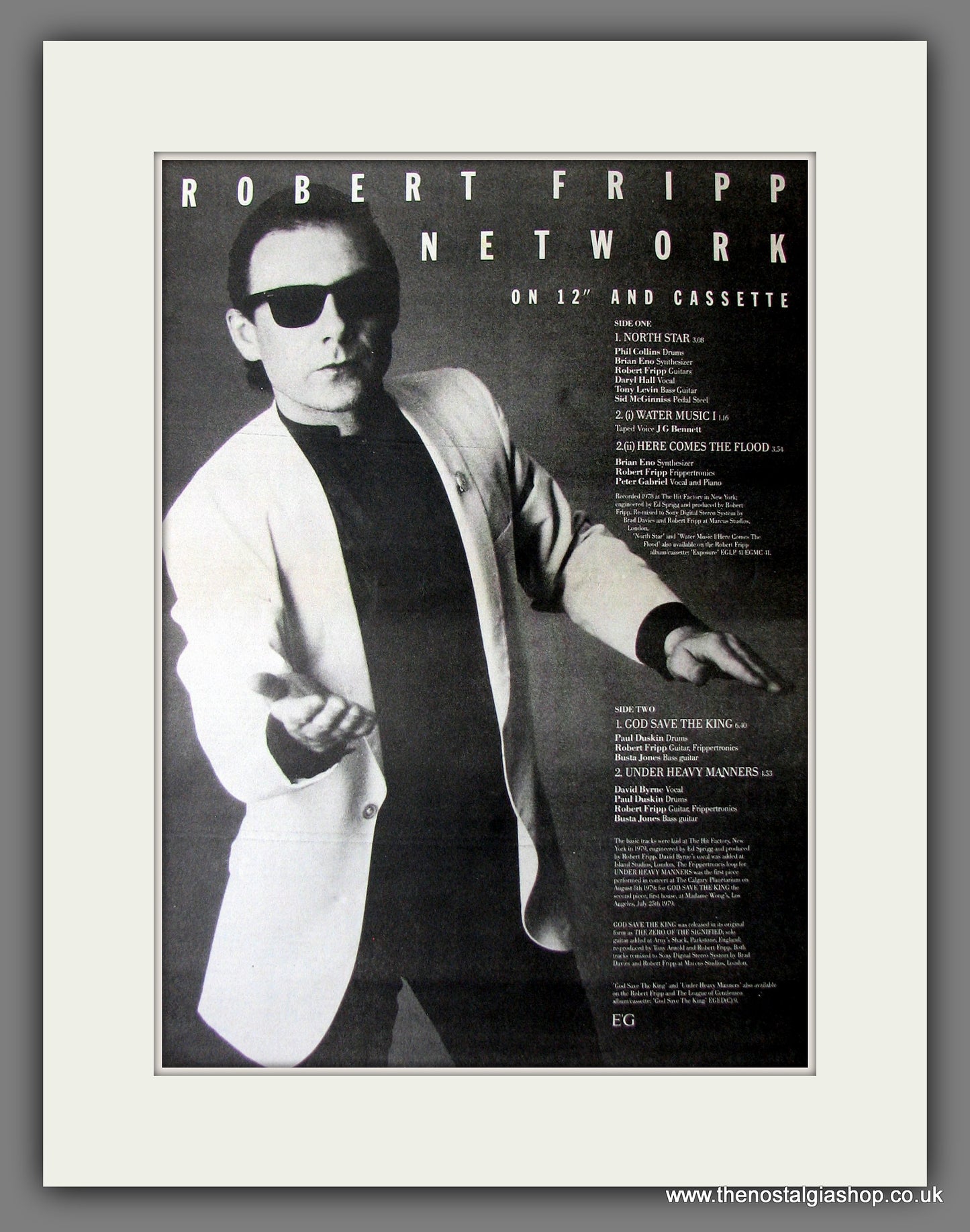 Robert Fripp. Network. Vintage Advert 1985 (ref AD13994)