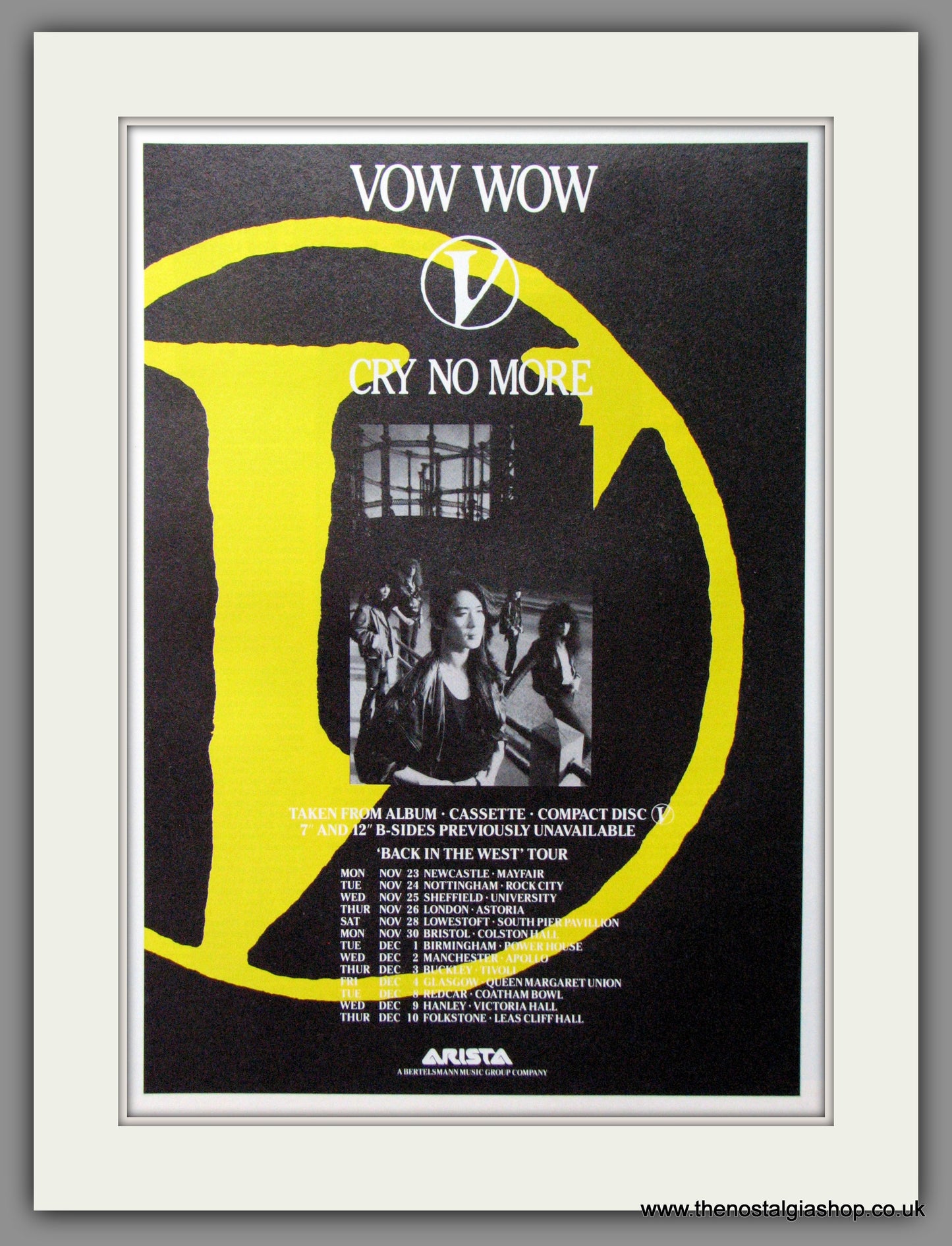 Vow Wow. Cry No More. Original Advert 1987 (ref AD53344)