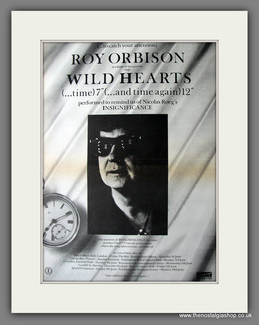 Roy Orbison. Wild Hearts. Vintage Advert 1985 (ref AD13995)