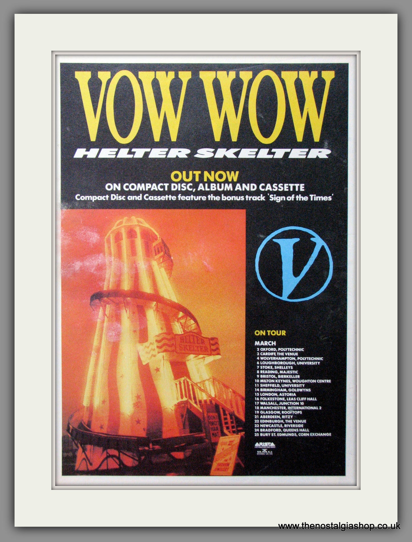 Vow Wow. Helter Skelter. Original Advert 1989 (ref AD53345)