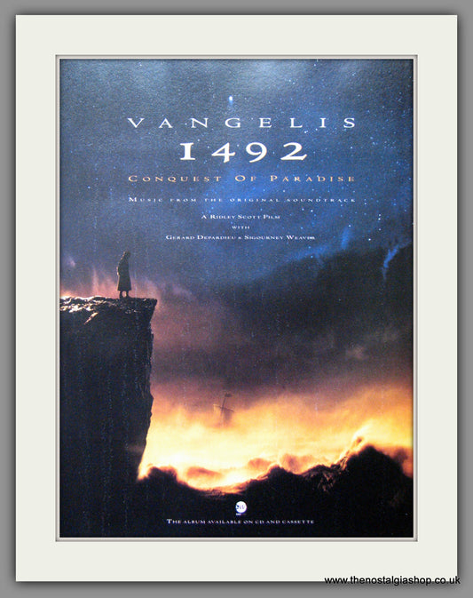 Vangelis 1492 Conquest of Paradise. Original Advert 1992 (ref AD53349)