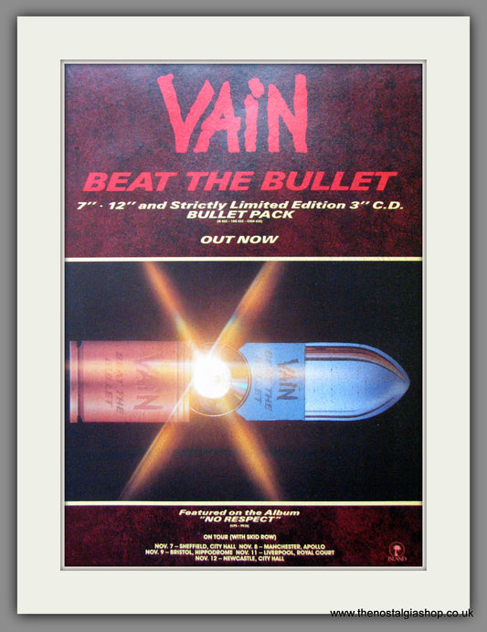 Vain. Beat The Bullet. Original Advert 1989 (ref AD53355)