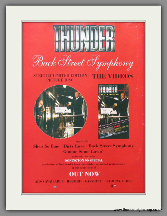 Thunder & Back Street Symphony. 1990 Original Advert (ref AD52375)