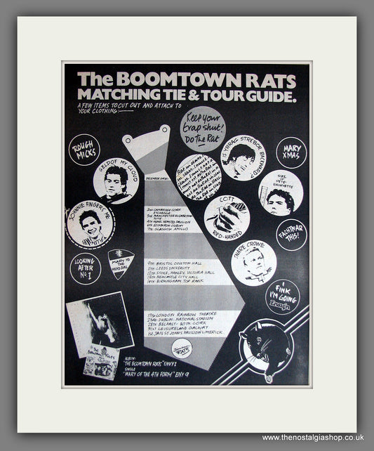 Boomtown Rats (The) Matching Tie & Tour Guide. Vintage Advert 1977 (ref AD14018)