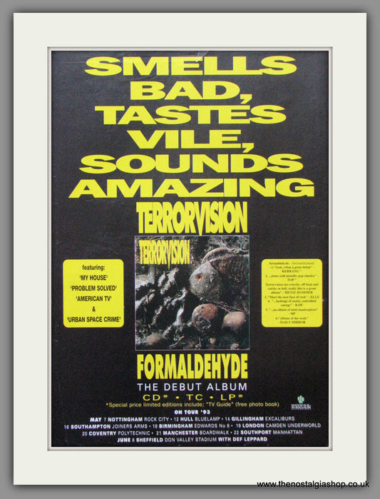 Terrorvision Formaldehyde. 1993 Original Advert (ref AD52385)