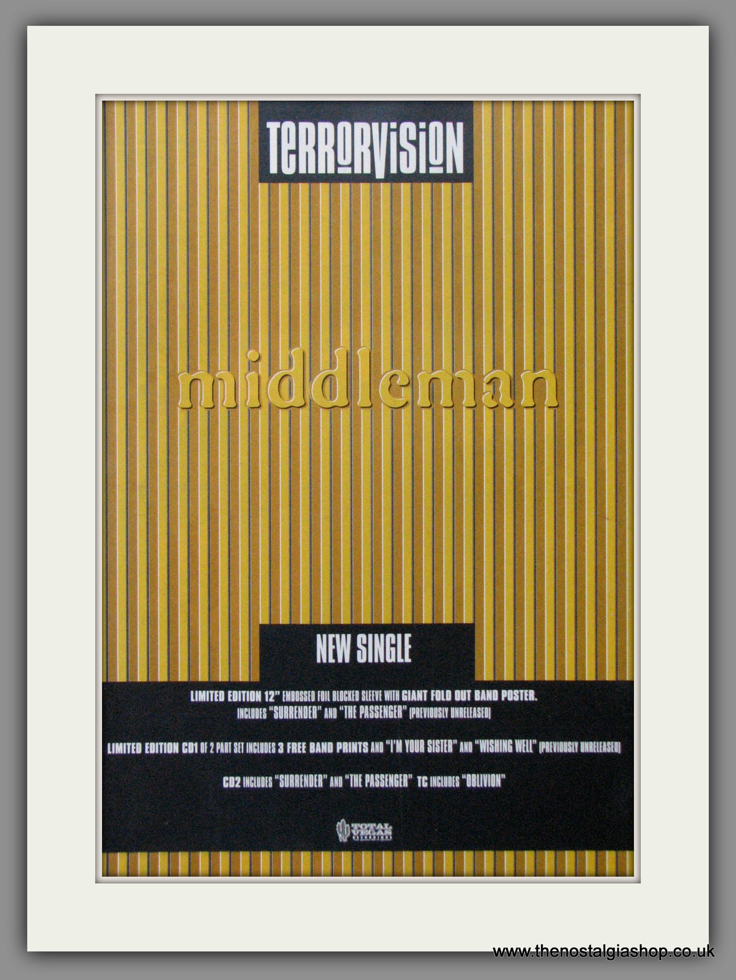 Terrorvision Middleman. 1994 Original Advert (ref AD52431)