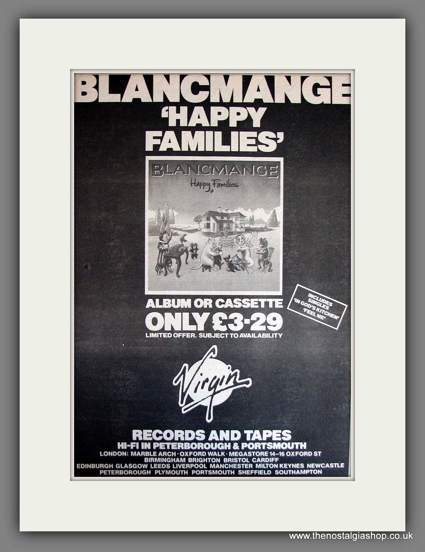 Blancmange Happy Families. Vintage Advert 1982 (ref AD14040)