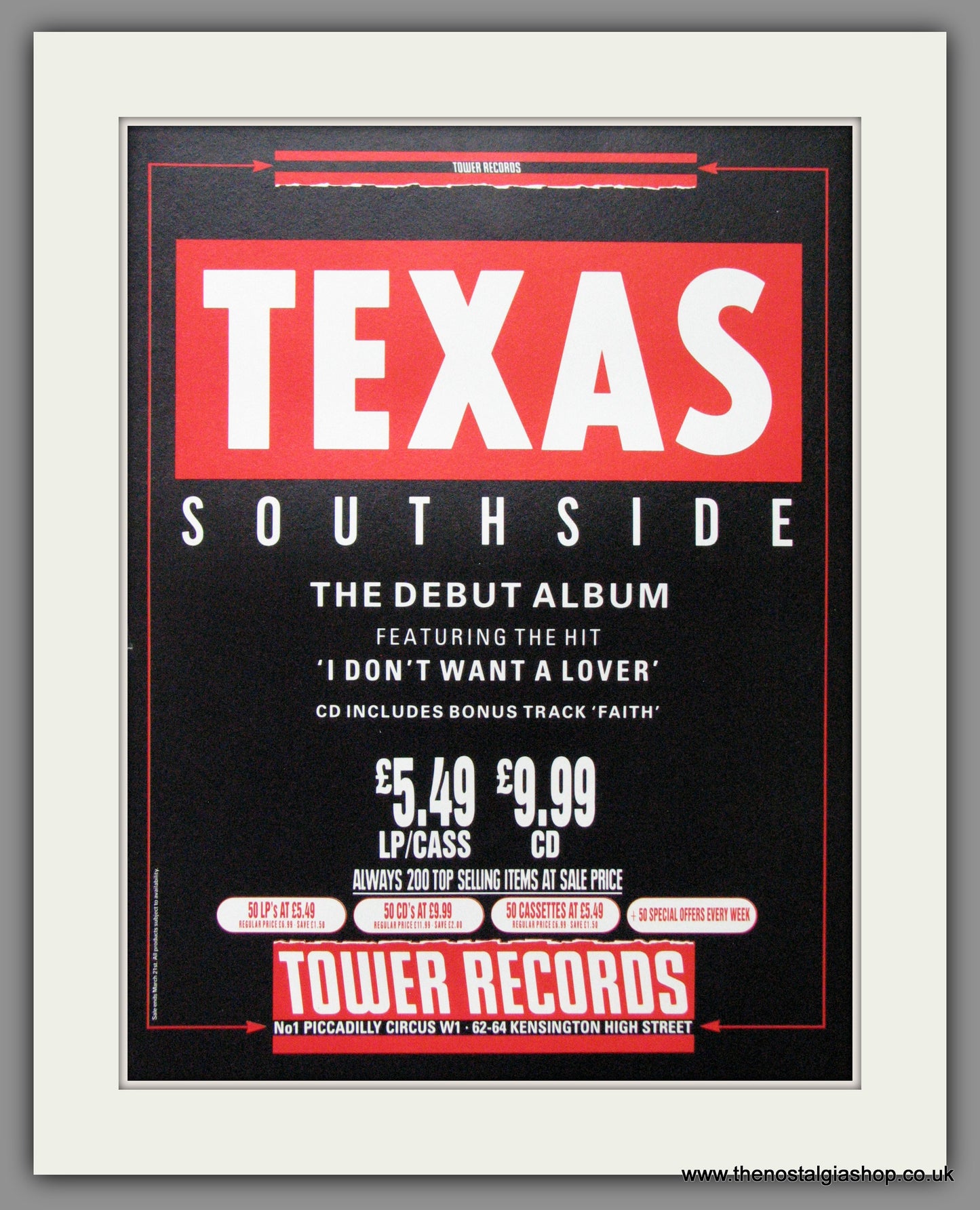 Texas. Southside. Original Advert 1989 (Ref AD52507)