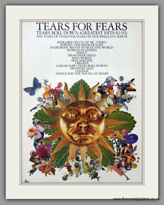 Tears For Fears. Tears Roll Down. Original Advert 1992 (Ref AD52565)