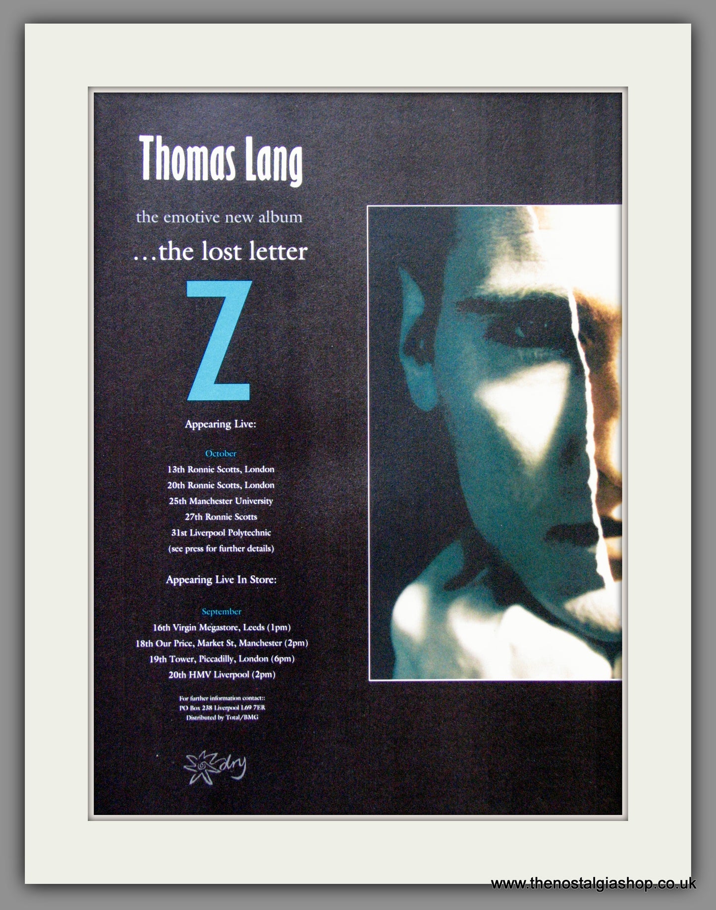 Thomas Lang The Lost Letter Z. 1991 Original Advert (ref AD52712)