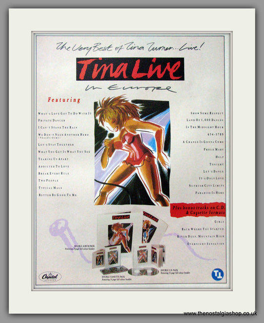 Tina Turner Live In Europe. 1988 Original Advert (ref AD52764)