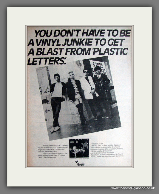 Blondie Plastic Letters. Vintage Advert 1978 (ref AD14092)