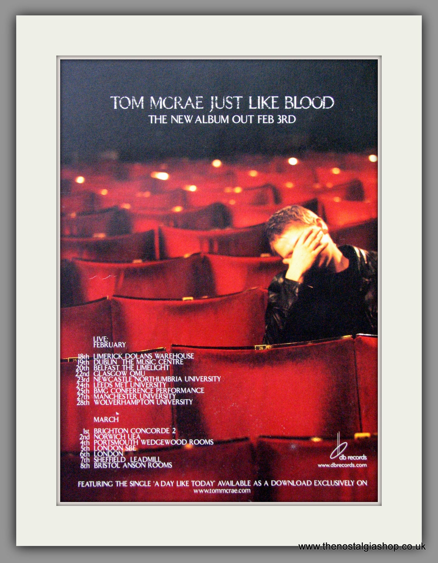 Tom McRae, Just Like Blood. 2003 Original Advert (ref AD52784)