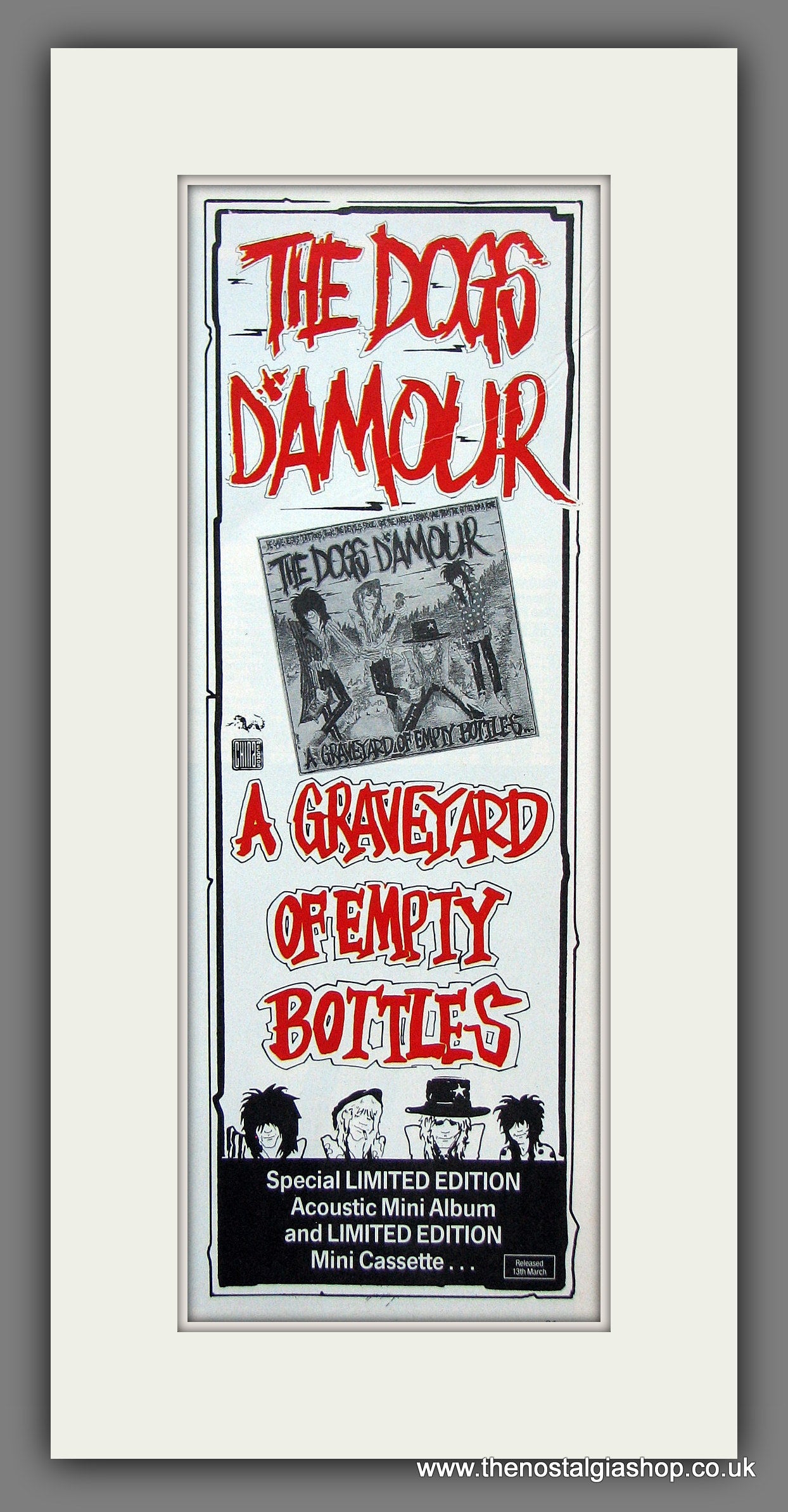 Dogs Damour. A Graveyard Of Empty Bottles. Original Advert 1989 (ref AD400002)