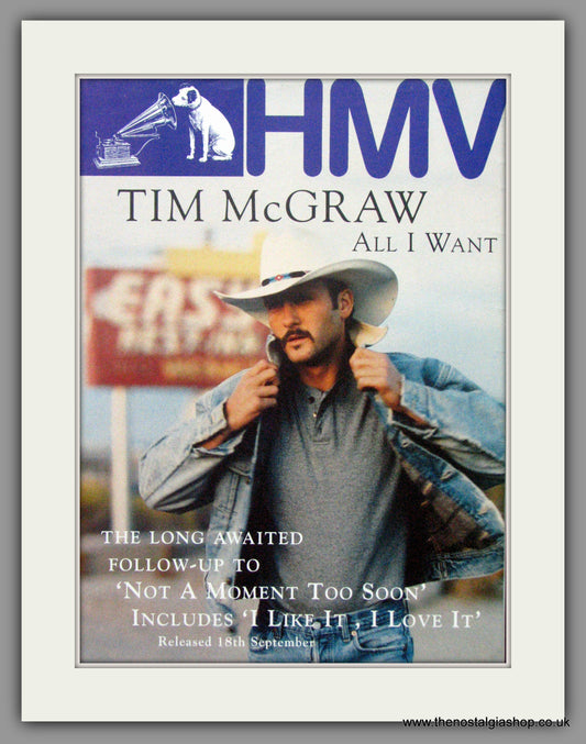 Tim McGraw, All I Want. 1995 Original Advert (ref AD52837)