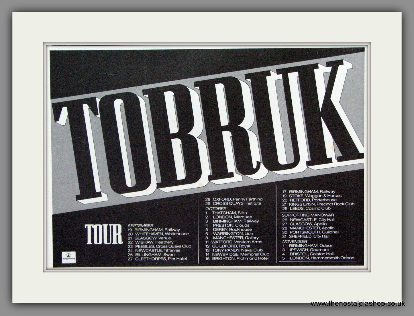 Tobruk Tour Dates. 1984 Original Advert (ref AD53001)