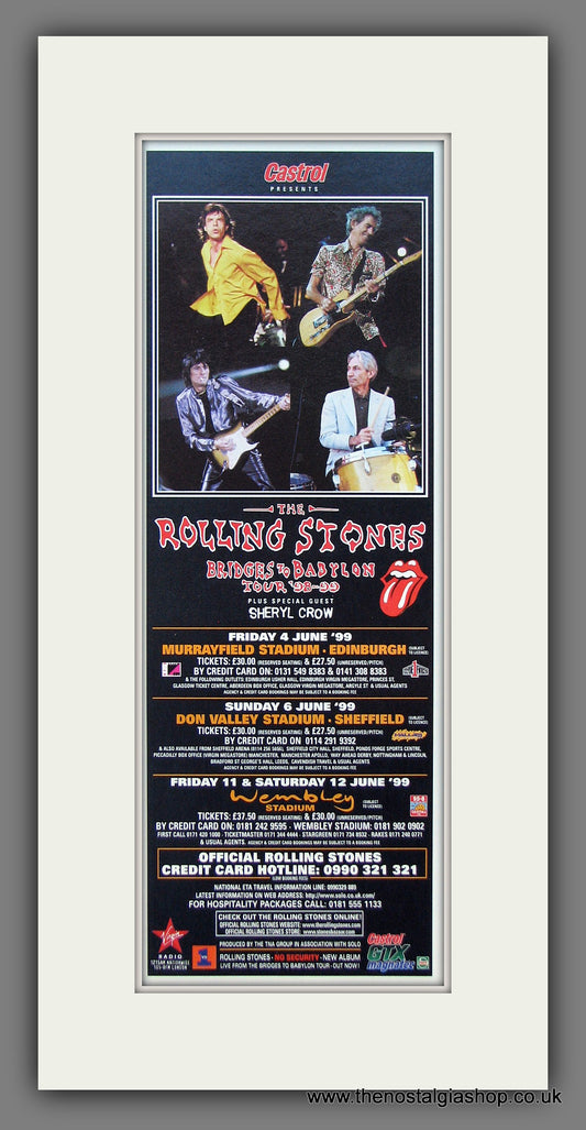 Rolling Stones. Bridges To Babylon UK Shows. Original Advert 1999 (ref AD400042)