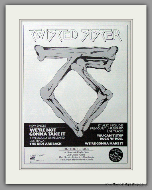 Twisted Sister, We're Not Gonna Take It. 1984 Original Advert (ref AD53047)