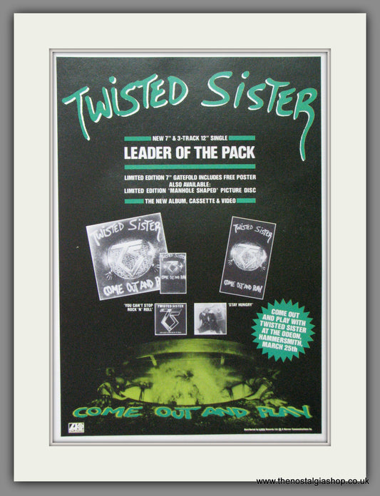 Twisted Sister, Come Out And Play.  1985 Original Advert (ref AD53049)