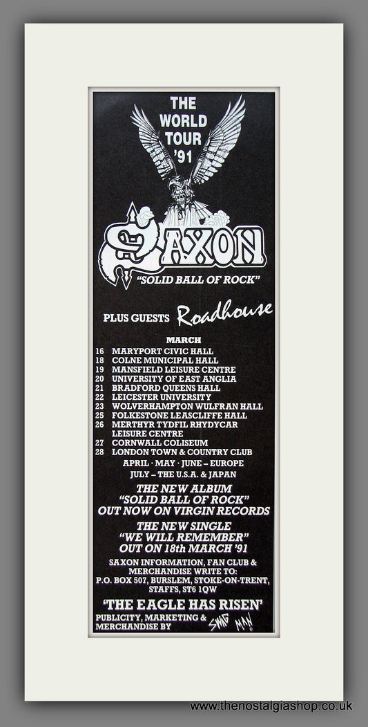 Saxon. World Tour '91. Solid Ball Of Rock. Original Advert 1991 (ref AD400061)