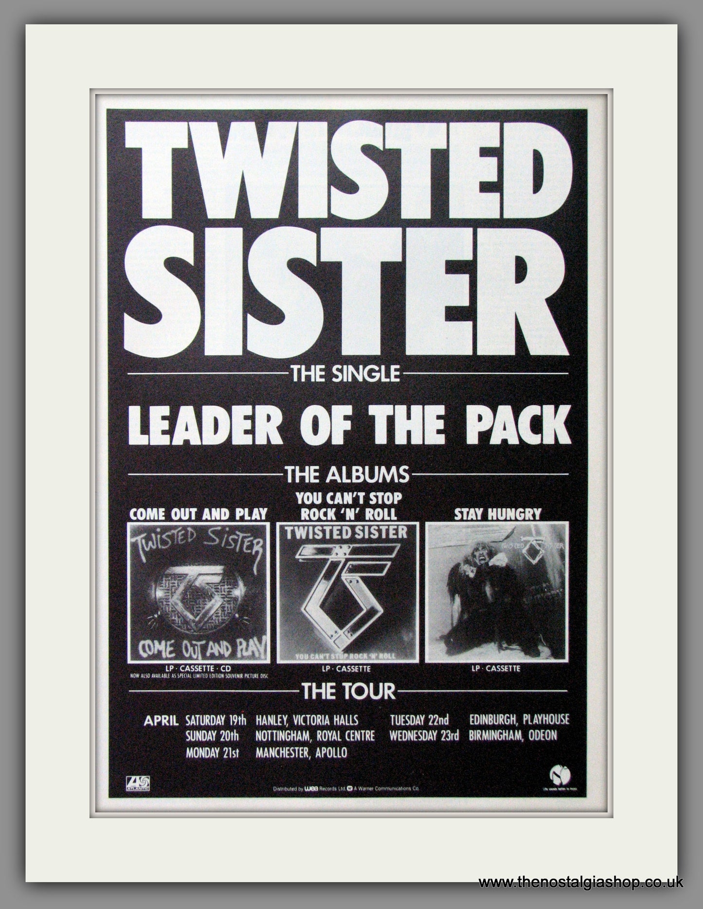 Twisted Sister, Leader Of The Pack.  1987 Original Advert (ref AD53050)