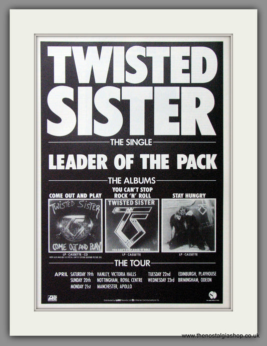 Twisted Sister, Leader Of The Pack.  1987 Original Advert (ref AD53050)