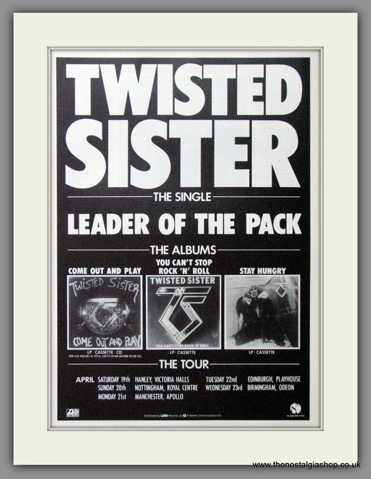 Twisted Sister, Leader Of The Pack.  1987 Large Original Advert (ref AD15075)