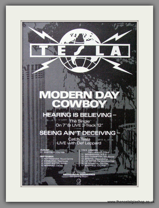 Tesla, Modern Day Cowboy. 1987 Original Advert (ref AD53082)