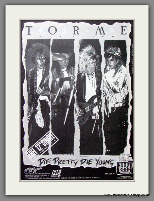 Torme The Album, Die Pretty Die Young. 1987 Original Advert (ref AD53083)