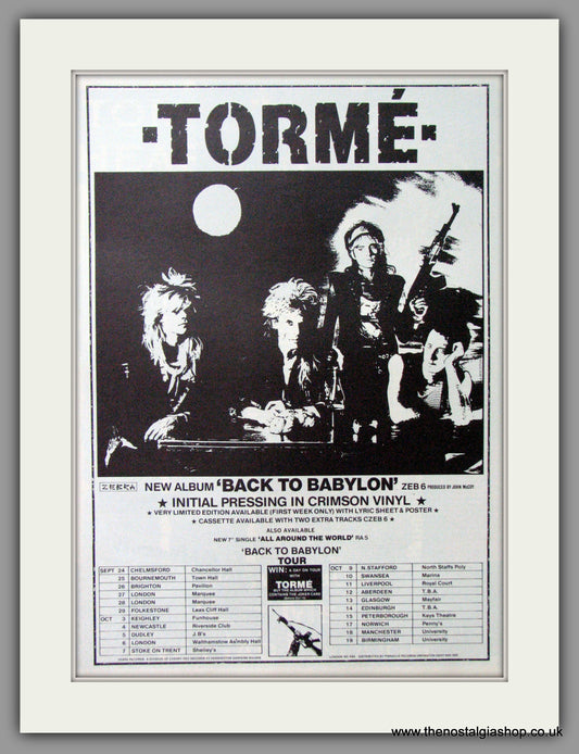 Torme, Back To Babylon Tour Dates. 1992 Original Advert (ref AD53084)