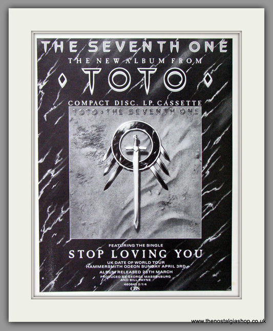 Toto, The Seventh One. 1988 Original Advert (ref AD53133)