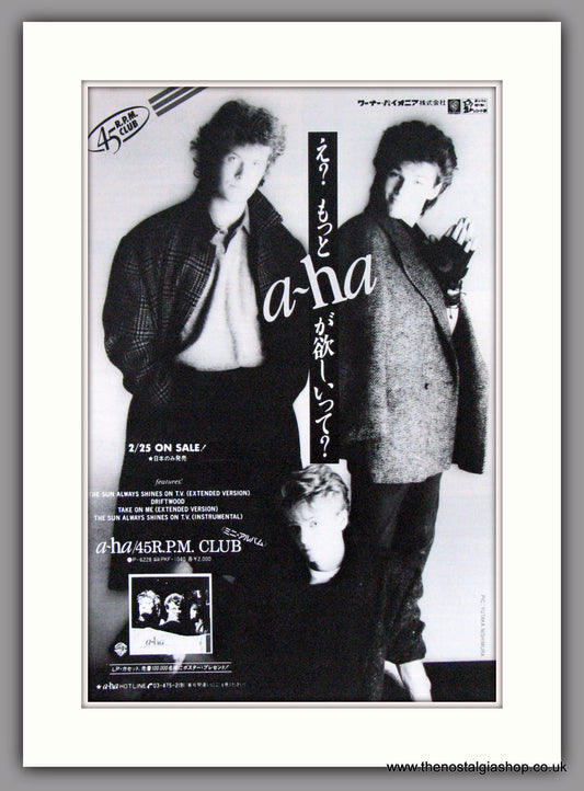 A-Ha, The Sun Always Shines On TV. 1985 Rare Japanese Original Advert (ref AD51854)