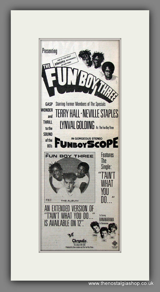 Fun Boy Three. T'aint What You Do. Original Advert 1982 (ref AD200172)