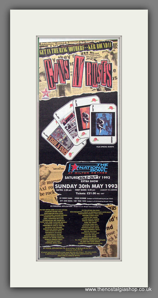 Guns N' Roses. Milton Keynes Show. Original Advert 1993 (ref AD200173)