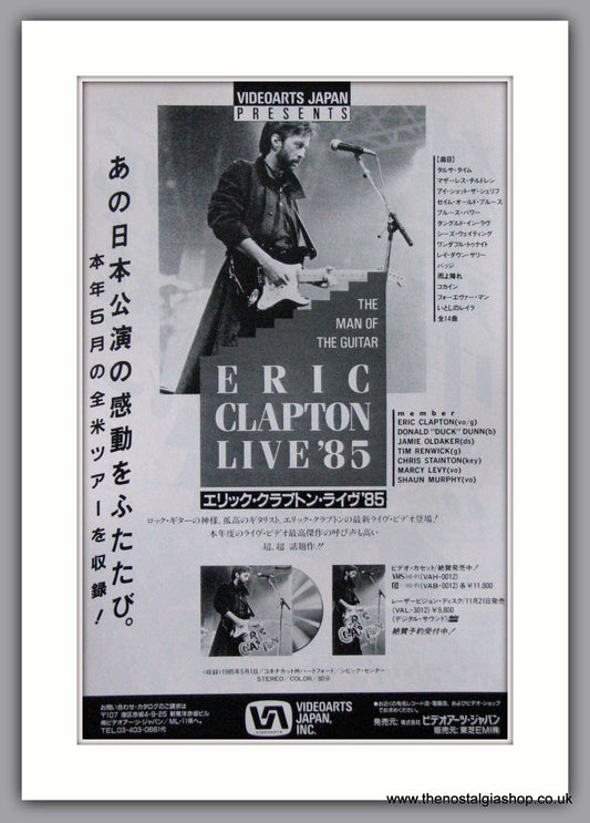 Eric Clapton, Live '85. 1985 Rare Japanese Original Advert (ref AD51858)