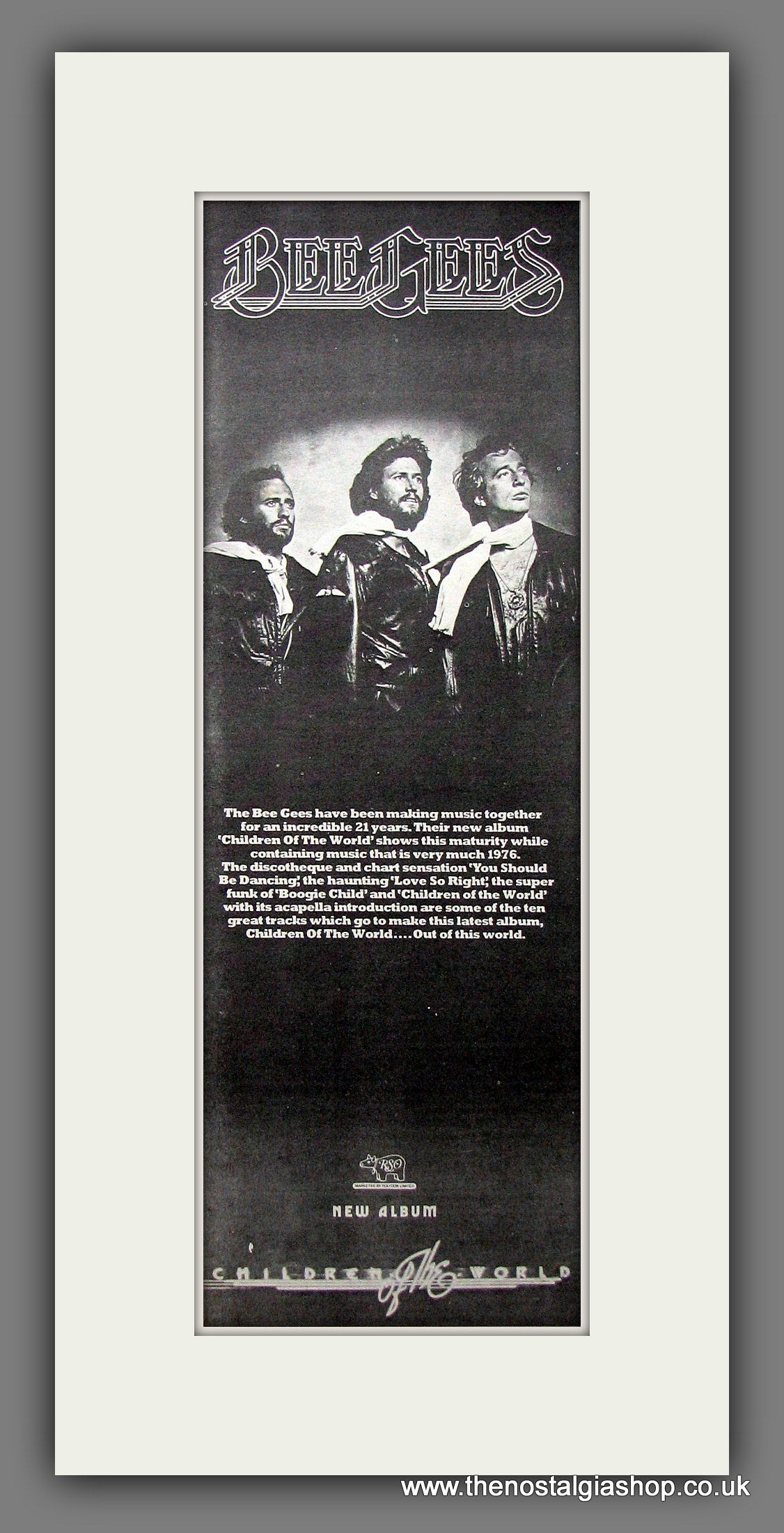 Bee Gees. Children Of The World. Original Advert 1976 (ref AD200179)