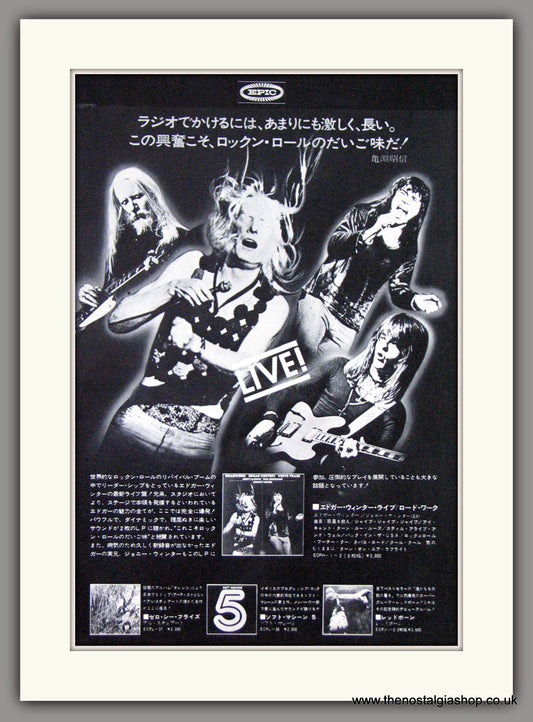 Edgar Winter. White Trash. 1980's Rare Japanese Original Advert (ref AD52267)